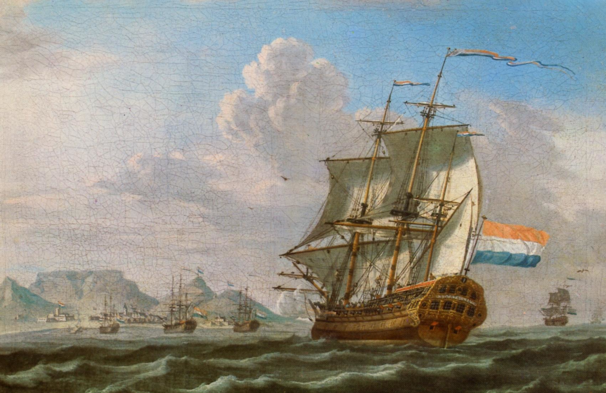 A VOC (Dutch East India Company) ship damaged by fire at the wharf on  Oostenburg Island, Works of Art, RA Collection